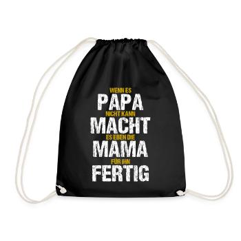Papa Mama Lustiger Spruch Familie Witzige Geschenk - Turnbeutel - Schwarz - Vorne