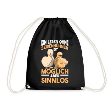 Seidenhuhn Seidenhühner Silkie Hühner Geschenk - Turnbeutel - Schwarz - Vorne