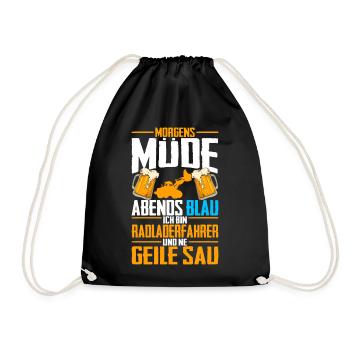 Radladerfahrer Spruch Geschenk Radlader Bagger Bau - Turnbeutel - Schwarz - Vorne