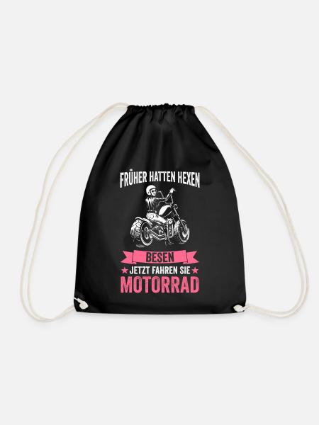 Motorrad Hexen Motorradfahrerin Bikerin - Turnbeutel - Schwarz