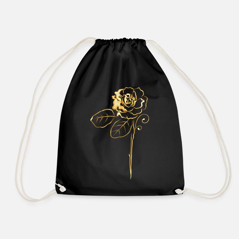 Rose in Gold - Turnbeutel - Schwarz