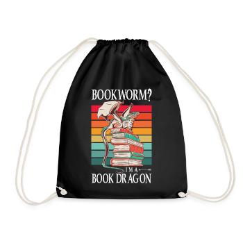 Dragons Books Dragons Reading Bookworm - Drawstring Bag - black - Front