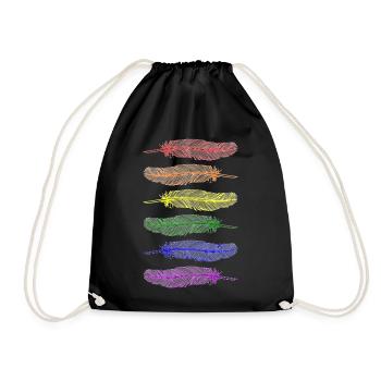 Feathers Rainbow - Drawstring Bag - black - Front