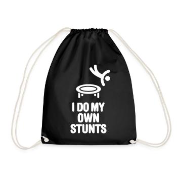 Funny trampoline jumping I do my own stunts - Drawstring Bag - black - Front