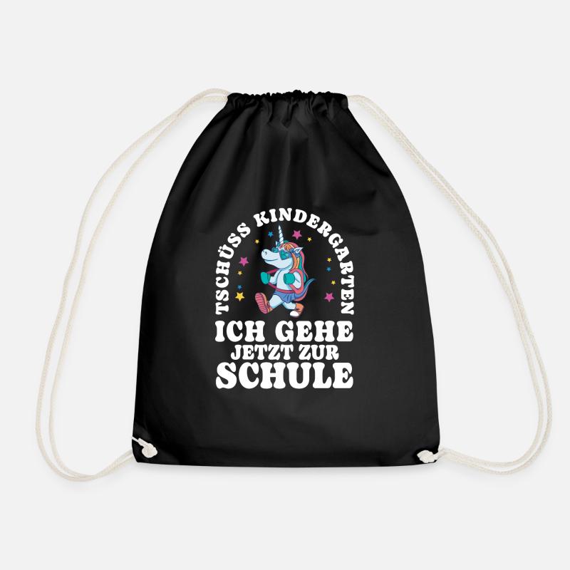 Einschulung Einhorn Tschüss Kindergarten - Turnbeutel - Schwarz