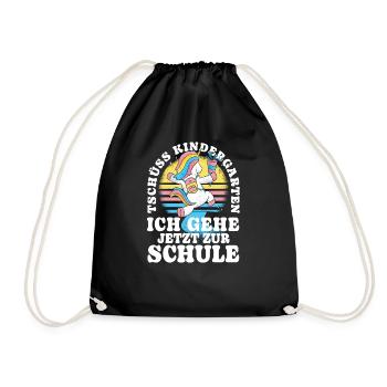 Einschulung Einhorn Tschüss Kindergarten - Turnbeutel - Schwarz - Vorne
