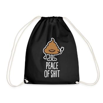 Funny Peace / Piece of shit wordplay poop - Drawstring Bag - black - Front