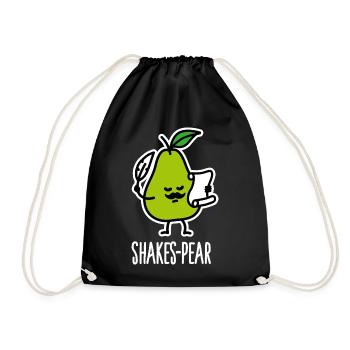 Shakes-Pear, Lustige Shakespeare Wortspiel Birne - Turnbeutel - Schwarz - Vorne