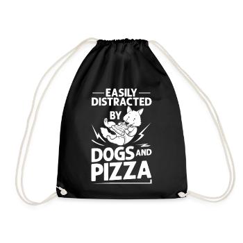Pizza Hund Essen Pizzeria Italienisch Welpen - Turnbeutel - Schwarz - Vorne