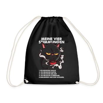 Lustige Katze Stimmung Kaffee Büro Geschenk Fun - Turnbeutel - Schwarz - Vorne