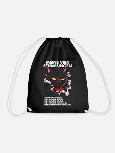 Lustige Katze Stimmung Kaffee Büro Geschenk Fun - Turnbeutel - Schwarz