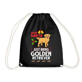 Golden Retriever Hund Welpen Besitzer Weihnachten - Turnbeutel - Schwarz - Vorne
