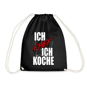 ich Chef ich koche Koch Kochmütze - Turnbeutel - Schwarz - Vorne