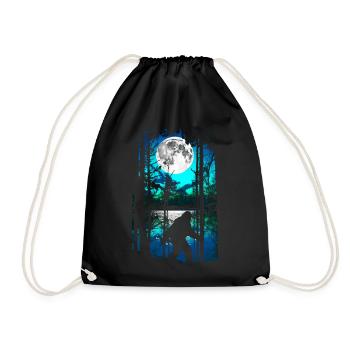 Bigfoot Moon T Shirt - Drawstring Bag - black - Front