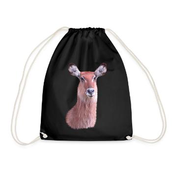 Wasserbock - Antilope - Wildtier in Afrika - Turnbeutel - Schwarz - Vorne