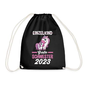 Einhorn Schwester 2023 - Turnbeutel - Schwarz - Vorne