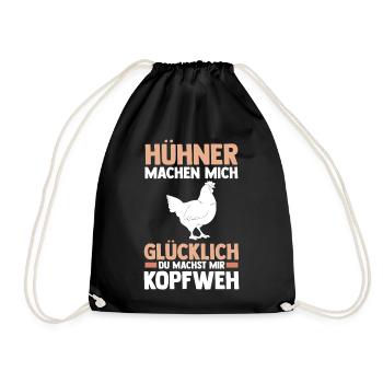 Huhn Landwirt Bauernhof Hühner - Turnbeutel - Schwarz - Vorne
