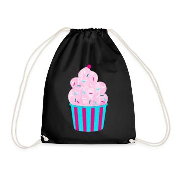Icecream Cup Deko Eis Streifen Sommer Fun Fan - Turnbeutel - Schwarz - Vorne