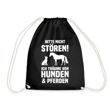 Pferde Pferdeliebhaber Hundeliebhaber Hunde - Turnbeutel - Schwarz - Vorne