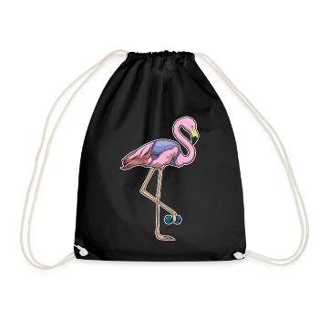 Flamingo Bodybuilder Dumbbell Bodybuilding - Drawstring Bag - black - Front