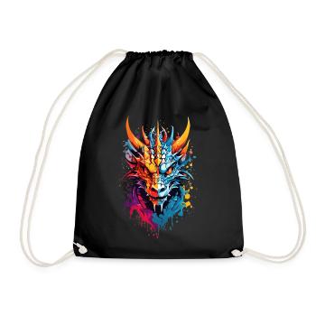 Coole Drache - Turnbeutel - Schwarz - Vorne