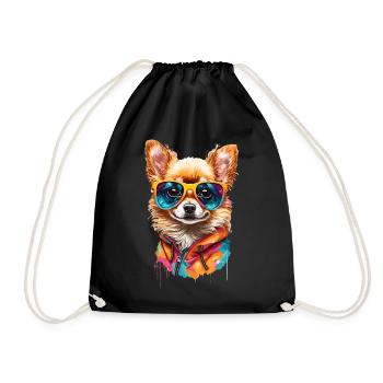 Chihuahua Cute Cool Cute Sunglasses Trendy - Drawstring Bag - black - Front