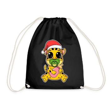 Guépard bébé Noël Noël enfant en bas âge - Sac de sport léger - noir - Devant