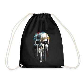 Skull Skull Death Dripping Painting - Drawstring Bag - black - Front
