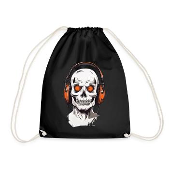 Gruselige Skull Musik Kopfhörer Halloween - Turnbeutel - Schwarz - Vorne