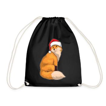 Fuchs Weihnachten Weihnachtsmütze - Turnbeutel - Schwarz - Vorne