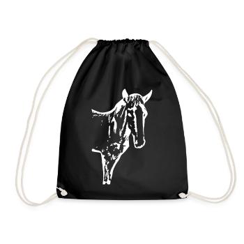 weißes Pferd weiß Pferde T-shirt Geschenk Reiter  - Turnbeutel - Schwarz - Vorne
