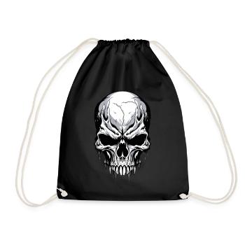 Crâne Noir Blanc Crâne Squelette Gothique - Sac de sport léger - noir - Devant