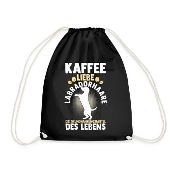Kaffee Hund Labrador - Turnbeutel - Schwarz - Vorne