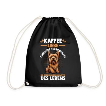 Hund Kaffee Yorkshire Terrier - Turnbeutel - Schwarz - Vorne