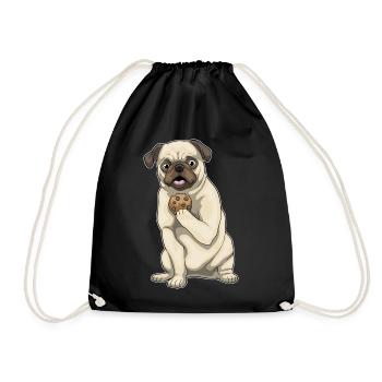 Mops Cookie - Turnbeutel - Schwarz - Vorne