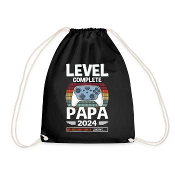 Level Complete Papa 2024 Werdender Vater - Turnbeutel - Schwarz - Vorne