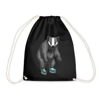 Dachs Eislaufen Schlittschuhe - Turnbeutel - Schwarz - Vorne