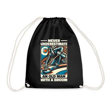Never Underestimate An Old Man With A Broom - Drawstring Bag - black - Front