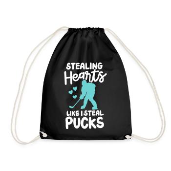 Eishockey Valentinstag - Turnbeutel - Schwarz - Vorne