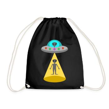 UFO Alien Landing Sci-Fi fantasy art - Drawstring Bag - black - Front