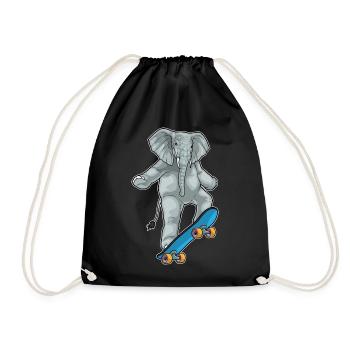 Elephant Skater Skateboard - Drawstring Bag - black - Front