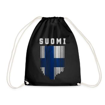 Flag of Finland, Finnish pride - Drawstring Bag - black - Front