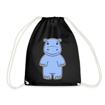 Hippopotamus - Drawstring Bag - black - Front