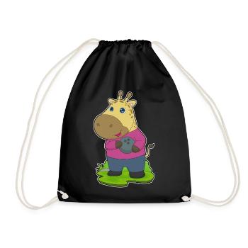 Giraffe Bowling Bowling Ball - Drawstring Bag - black - Front