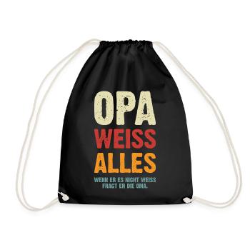 Opa Weiss Alles - Turnbeutel - Schwarz - Vorne