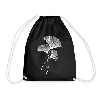 Minimalistisches botanisches Ginkgoblatt-Design - Turnbeutel - Schwarz - Vorne