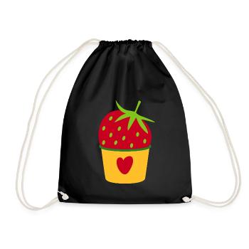 Icecream Cream Strawberry Cream Cupcake Sweet - Drawstring Bag - black - Front