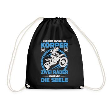 Motocrossfahrer Geschenke Motocross Biker Sprüche - Turnbeutel - Schwarz - Vorne