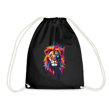 Lion Colorful Lion Head Colorful Predator Art - Drawstring Bag - black - Front