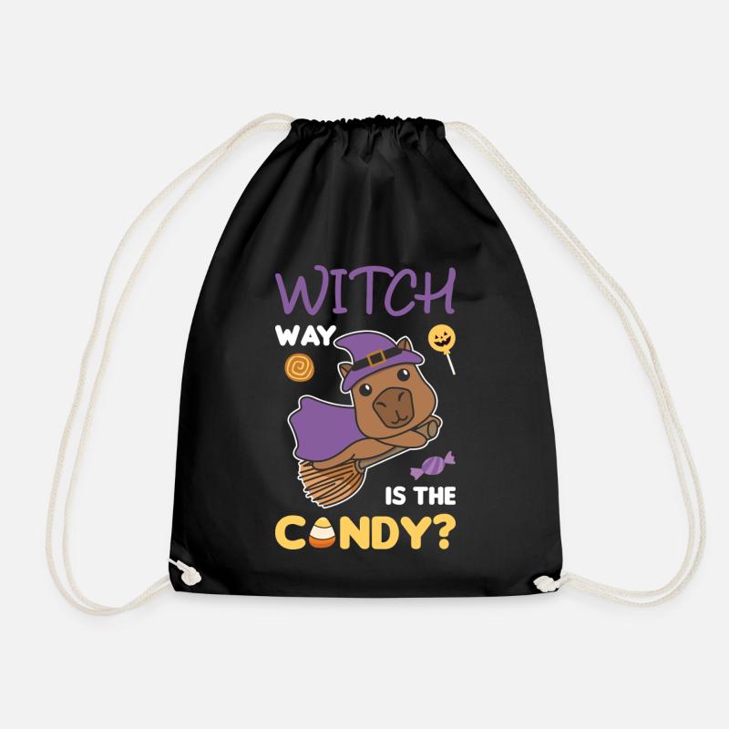 Capybara Hexen Witch way is the candy Happy - Turnbeutel - Schwarz